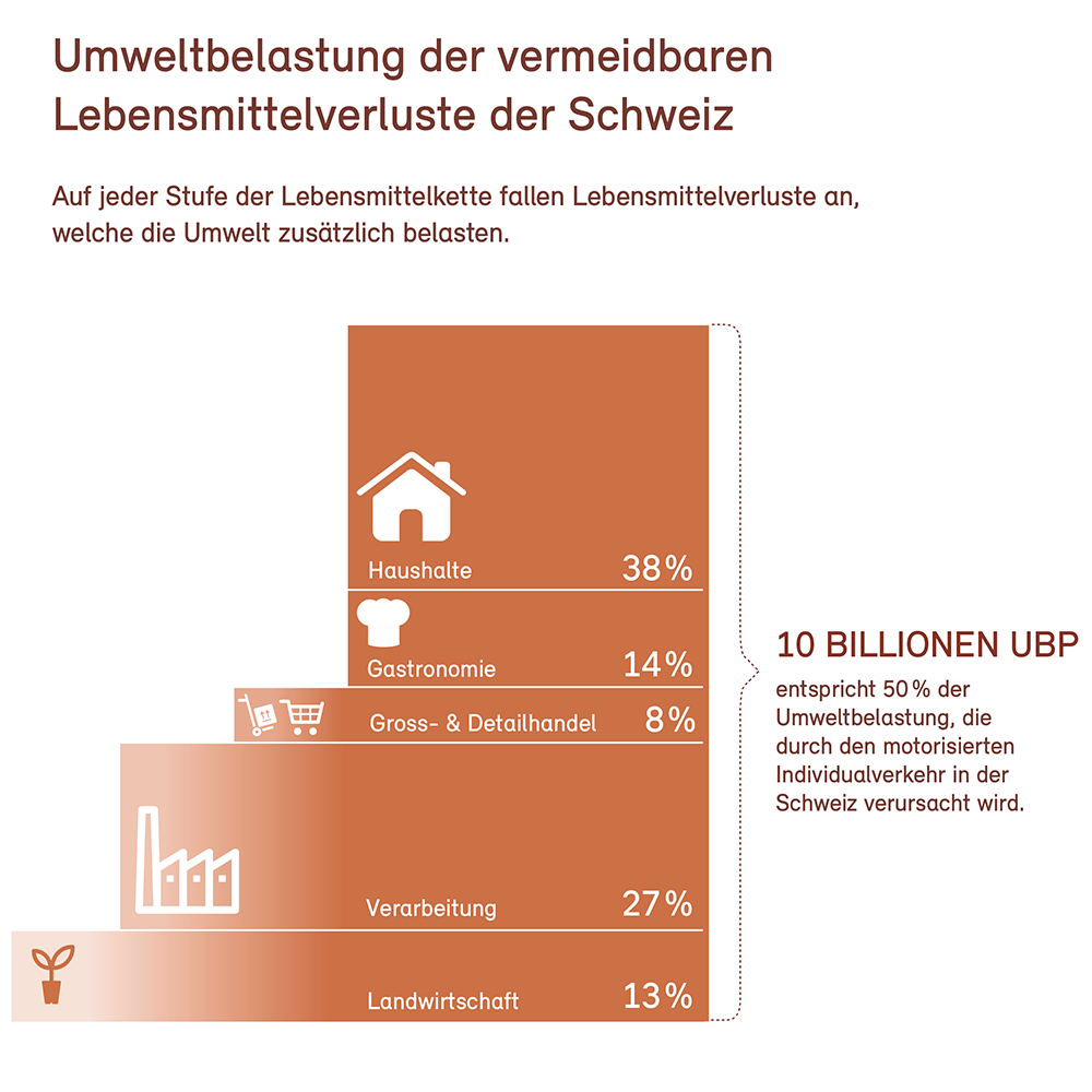 Umweltbelastung der vermeidbaren Lebensmittelverluste der Schweiz