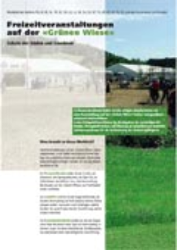 Cover Freizeitveranstaltungen auf der Grünen Wiese. Schutz der Böden und Gewässer. 2004. 6 S.