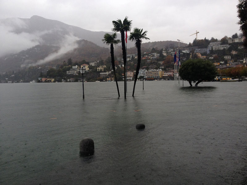 Hochwasser am Lago Maggiore am 15. November 2014. (Foto: David Volken, BAFU