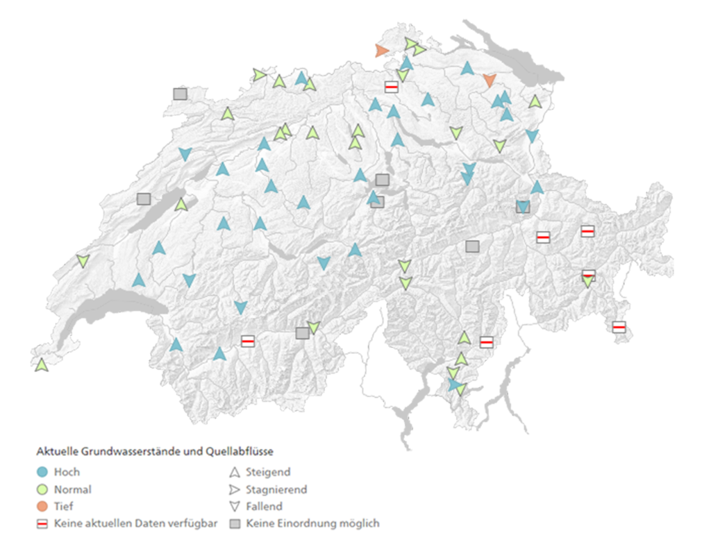 Karte der Grundwasserstände und Quellabflüsse vom 08.12.2023