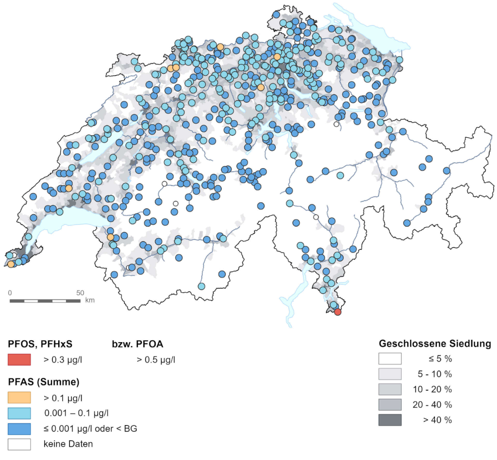 Karte PFAS im Grundwasser 2021