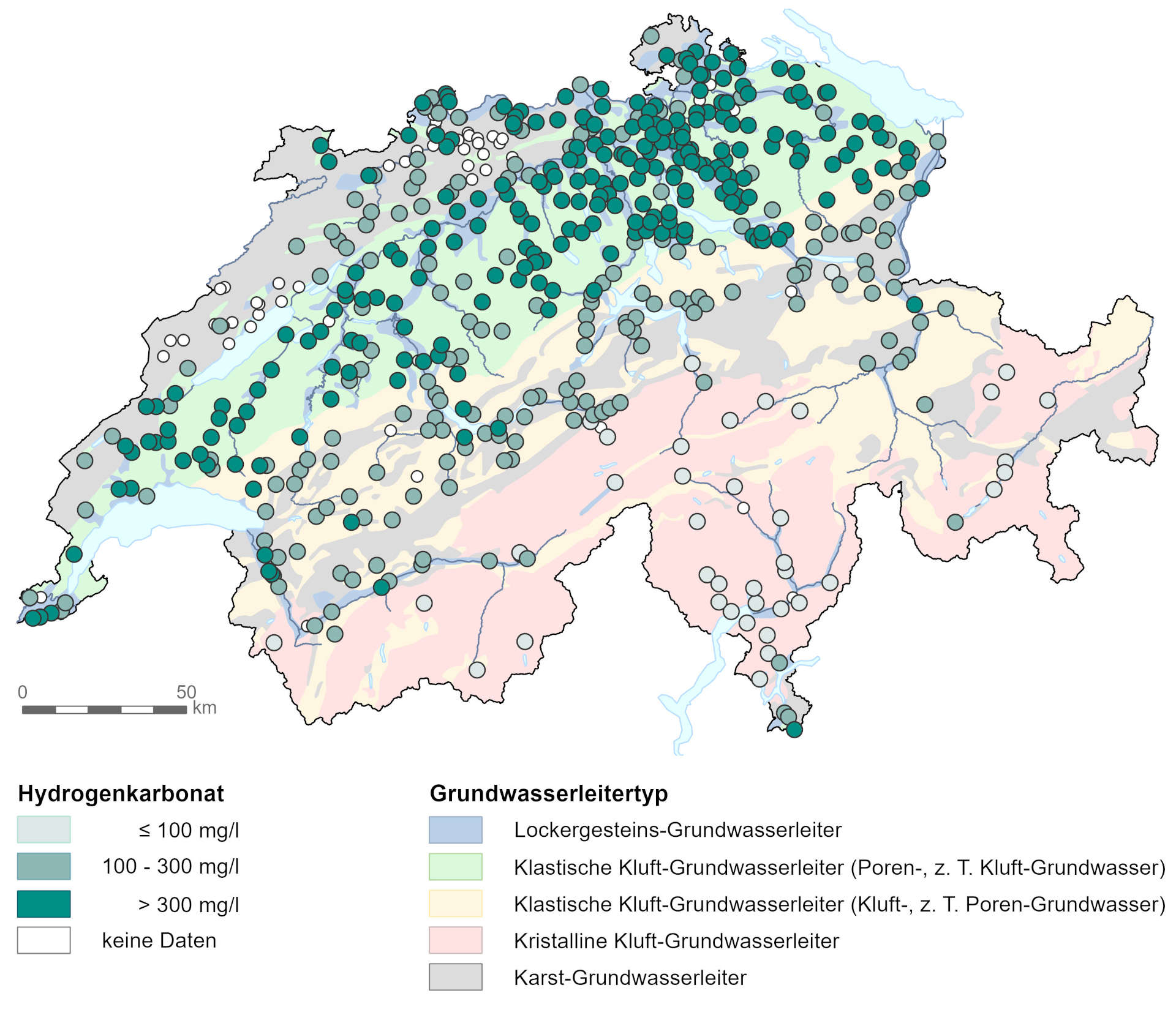 Hydrogenkarbonat im Grundwasser 2018/2019 