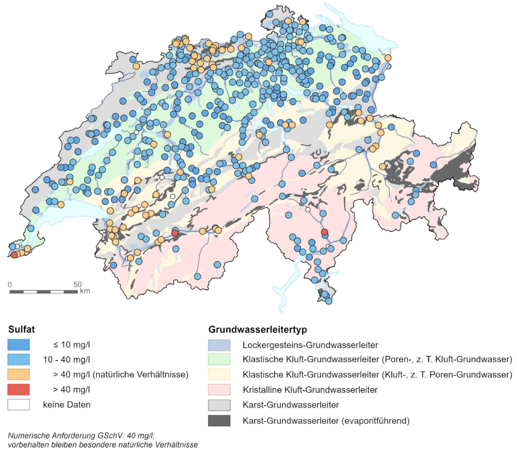 Sulfat im Grundwasser 2018/2019