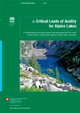 Cover Critical Loads of Acidity for Alpine Lakes. A weathering rate calculation model and the generalized First-order Acidity Balance (FAB) model applied to Alpine lake catchments. 2007. 69. S.