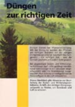 Cover Düngen zur richtigen Zeit. Merkblatt. 1996. 4 S.