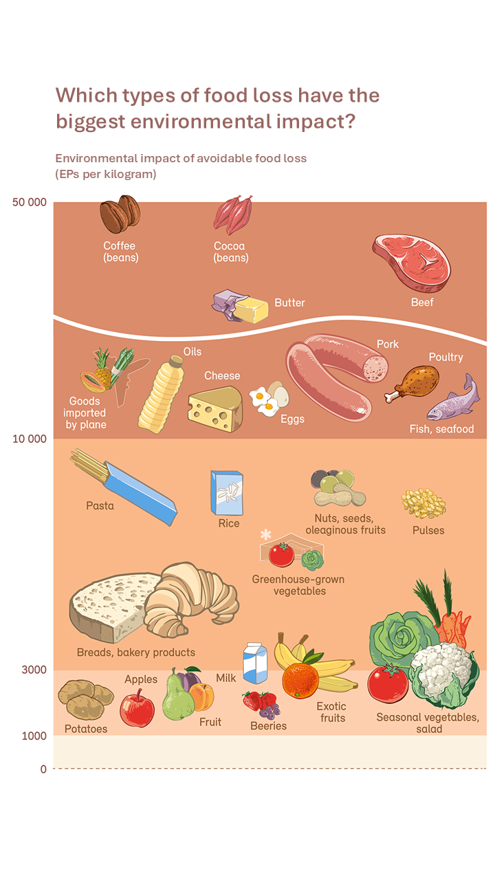 Which types of food waste have the biggest environmental impact?