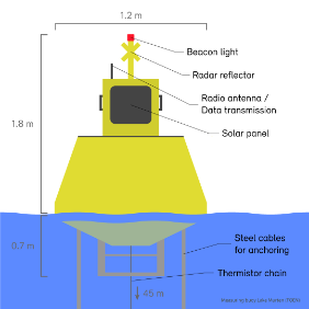 Detailed view of the buoy in Lake Murten