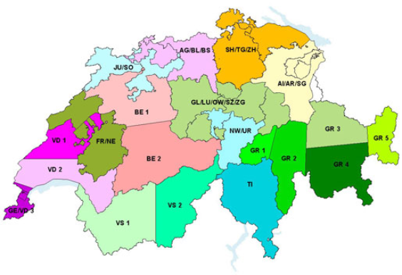 Carte: Fiches des objets PPS regroupées par régions