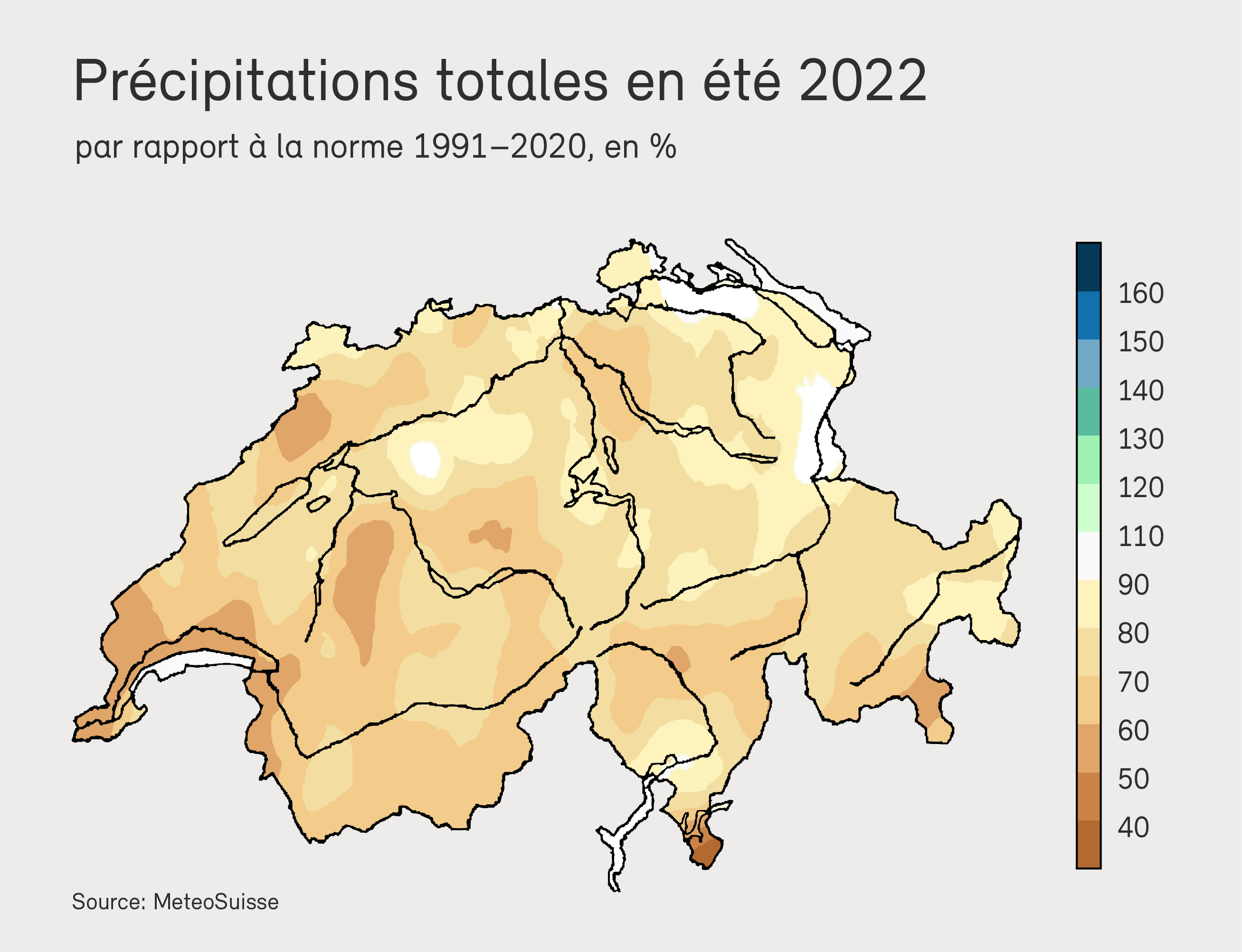 Prcipitations totales en été 2022