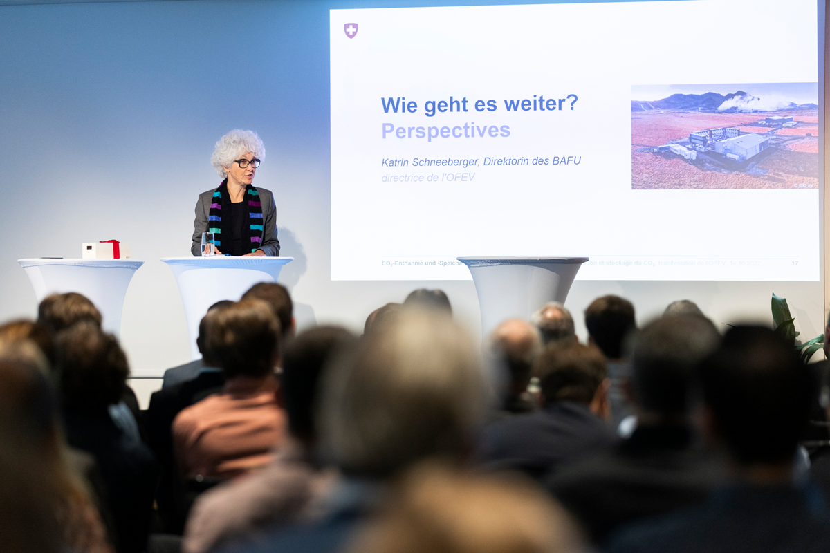 BAFU-Direktorin Katrin Schneeberger an Tagung CO2-Entnahme und -Speicherung 2022