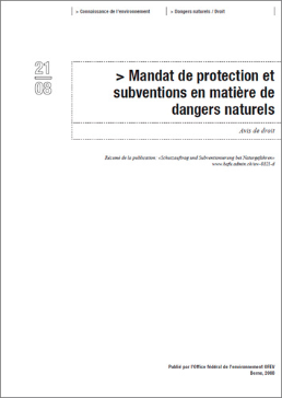Cover Mandat de protection et subventions en matière de dangers naturels