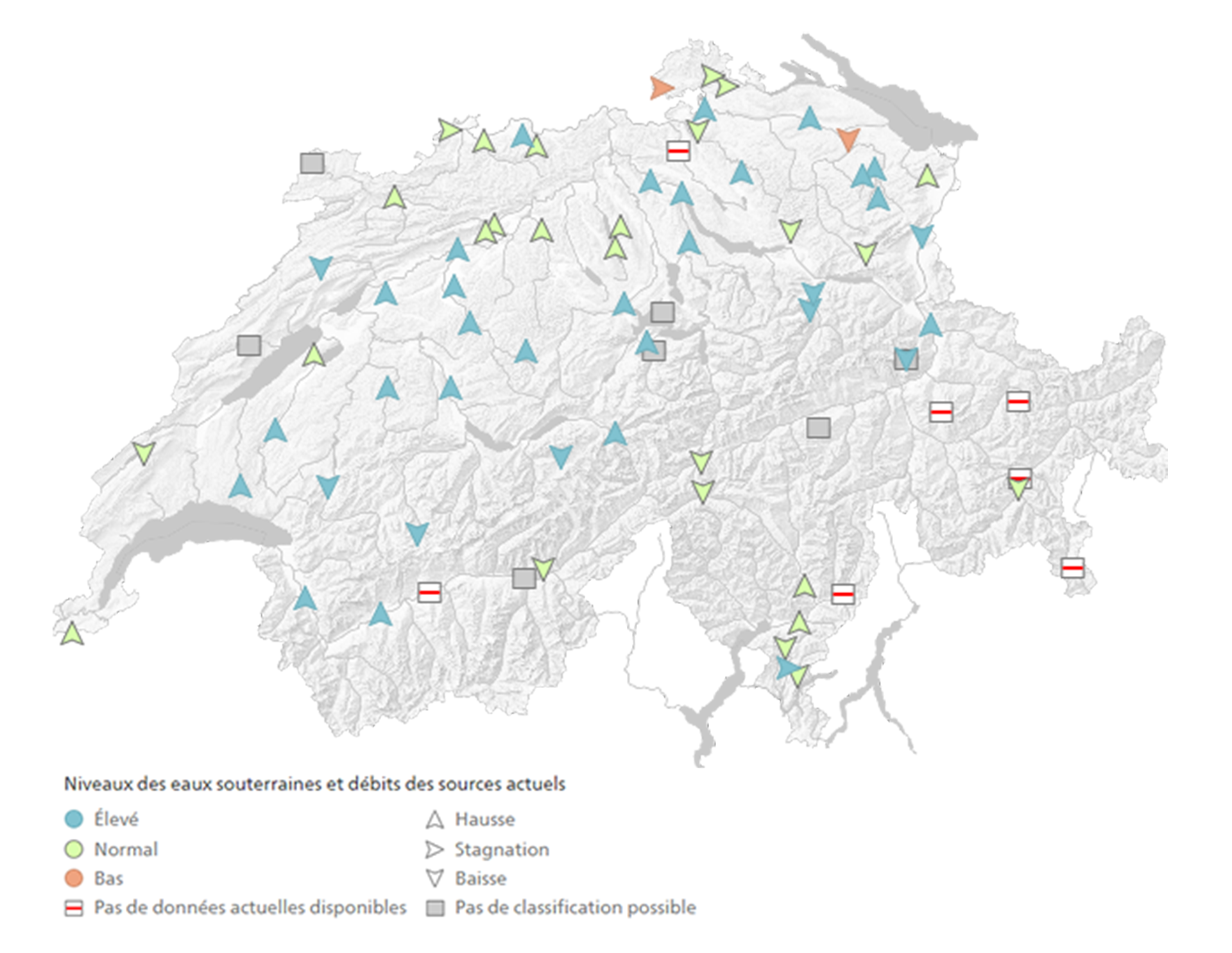 Carte des niveaux des eaux souterraines et des débits des sources du 08.12.2023