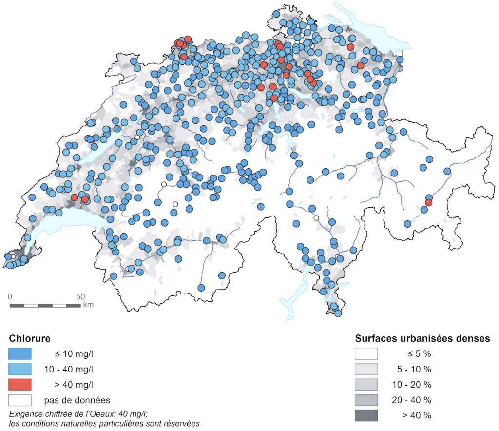 Chlorure dans les eaux souterraines et zones urbaines