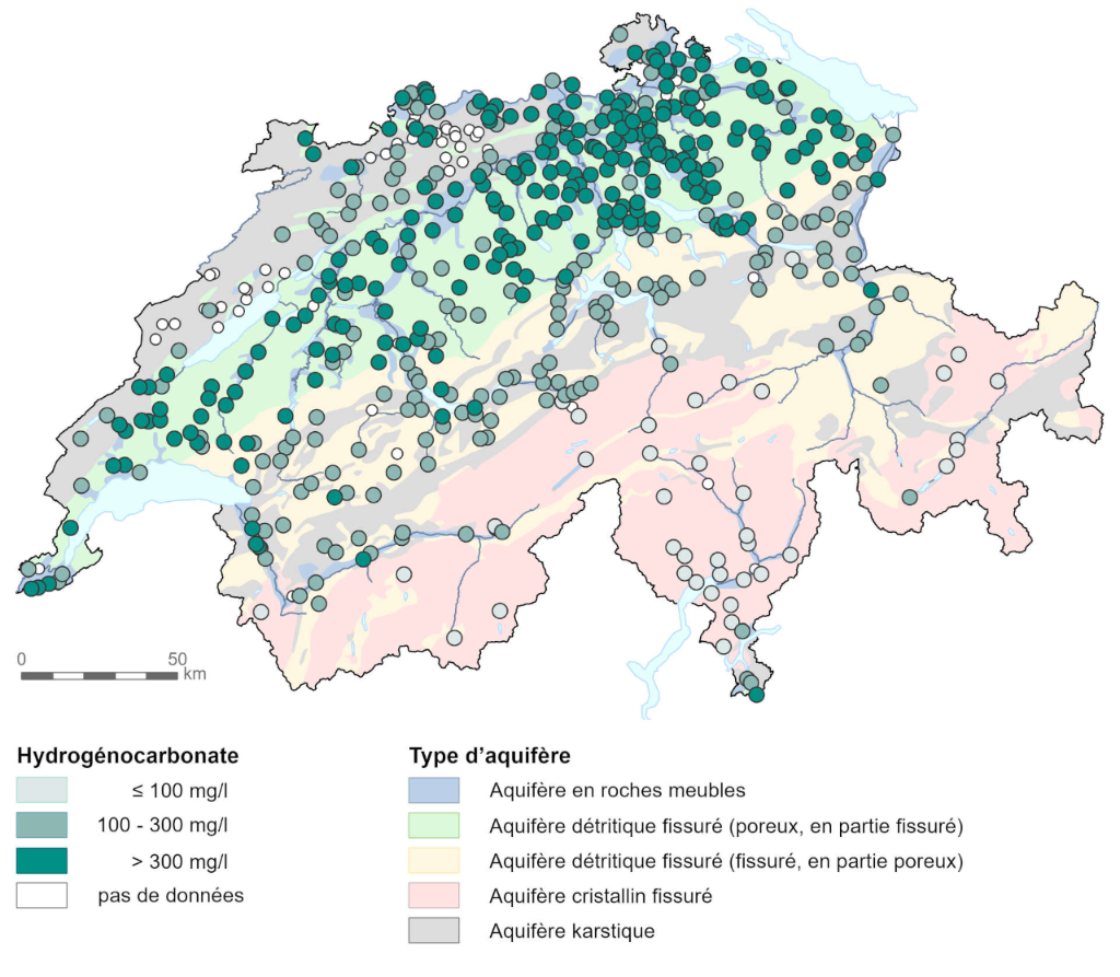 Hydrogénocarbonates dans les eaux souterraines 2018/2019