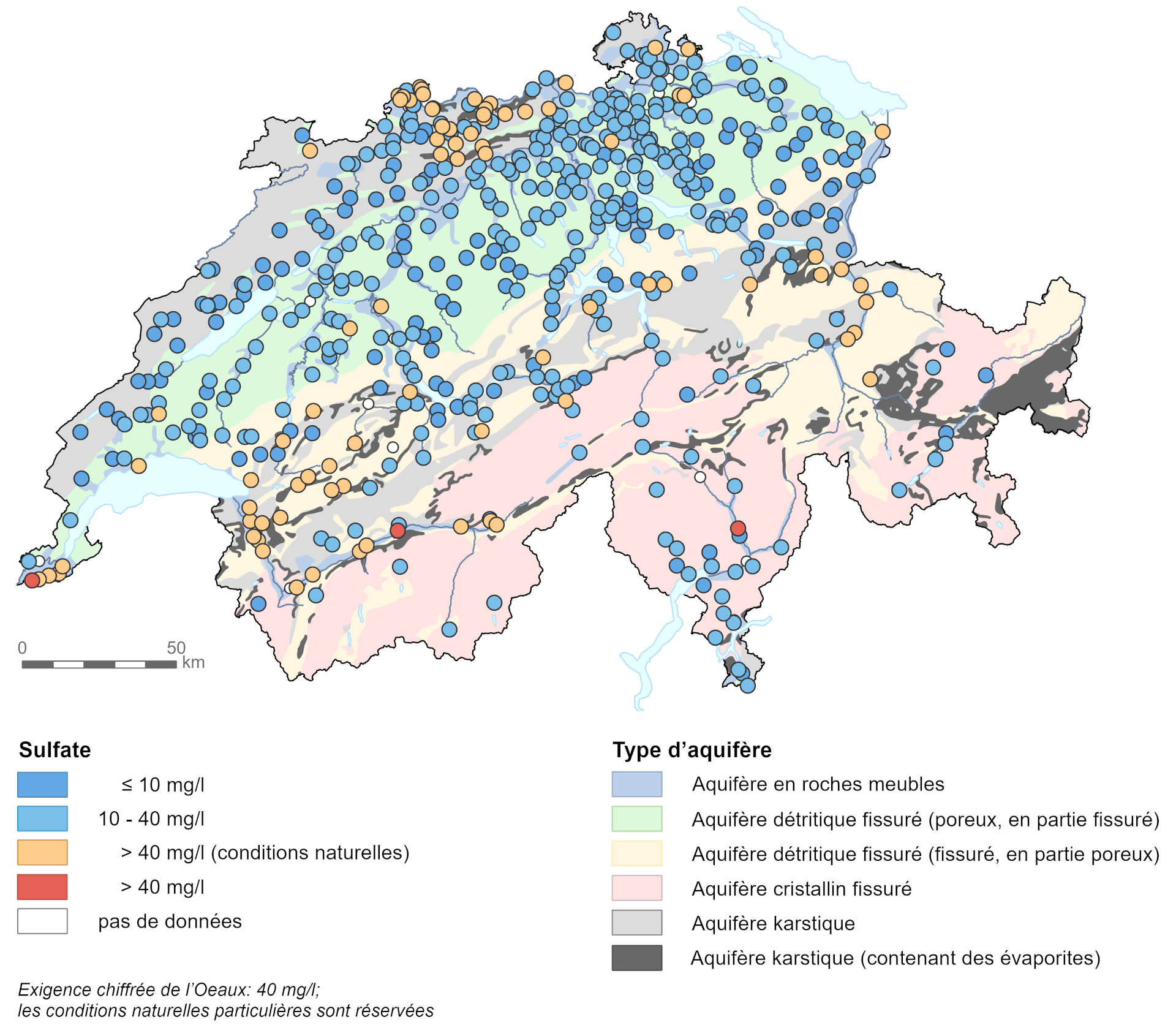 Sulfate dans les eaux souterraines 2018/2019