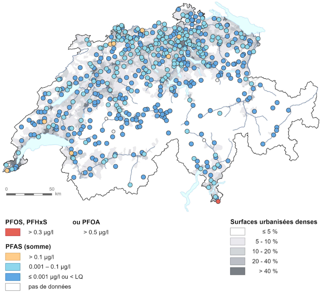 Carte: PFAS dans les eaux souterraines 2021