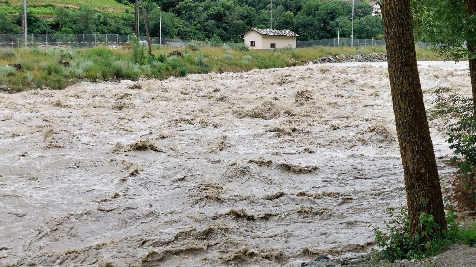 Hochwasser an der Vispa bei Visp am 21.06.2021