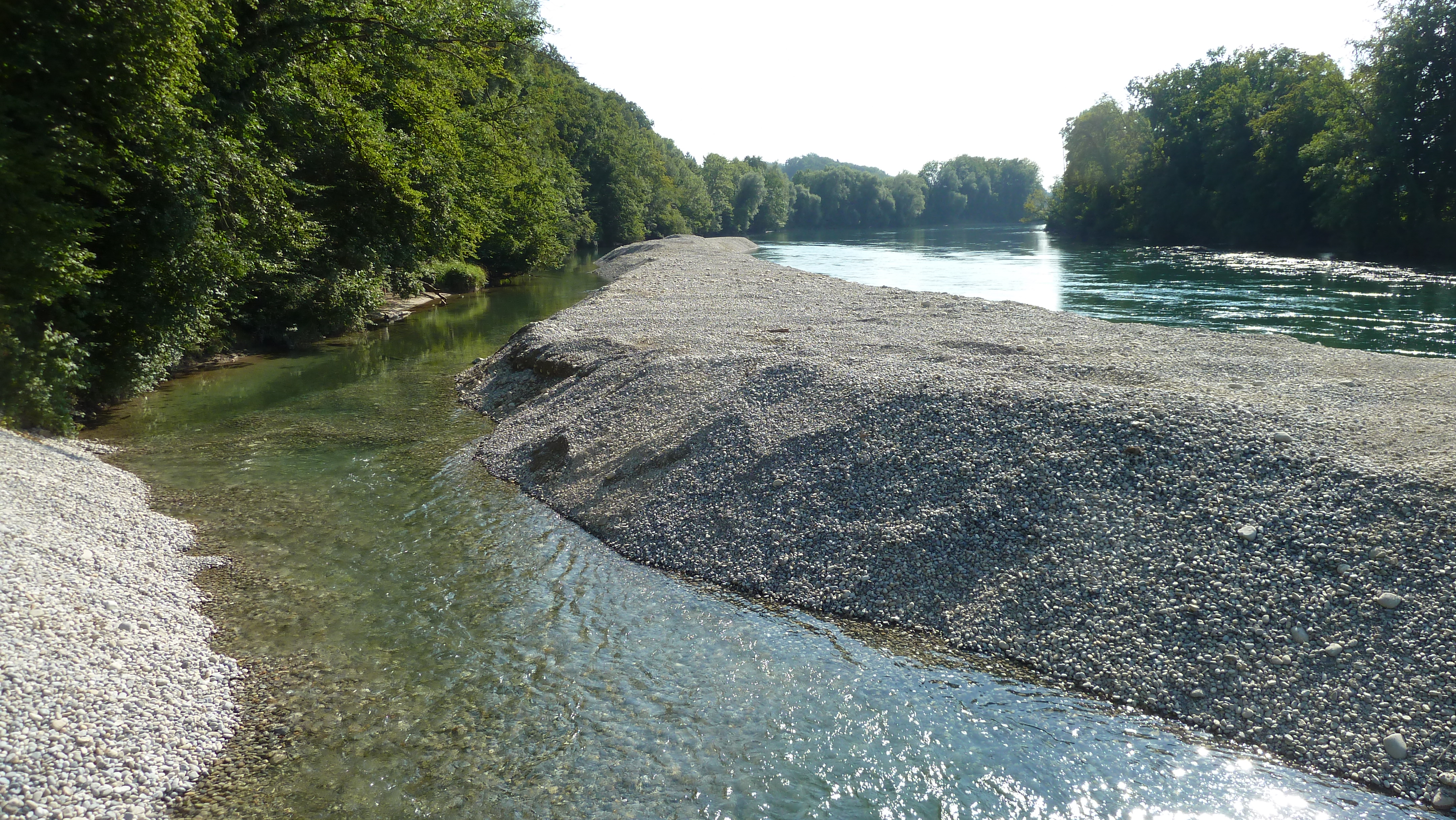 Geschiebeschüttung in der Aare