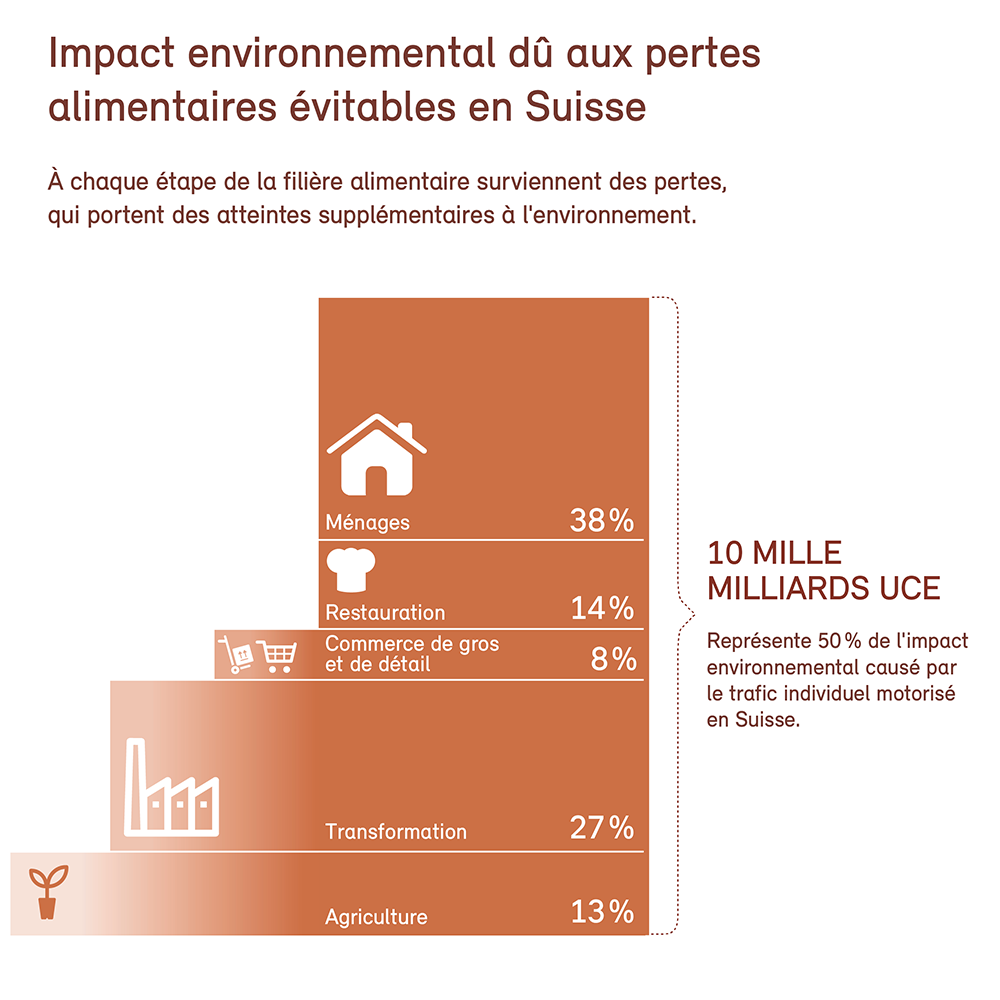 Impact environnemental dû aux pertes alimentaires évitables en Suisse