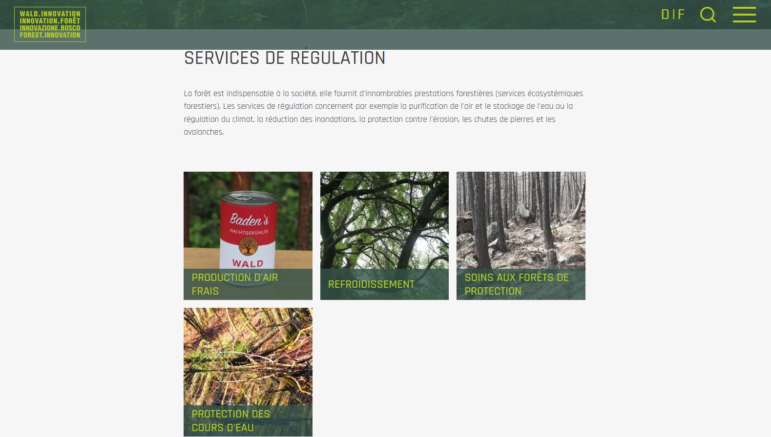 Screenshot Webseite waldinnovation.ch