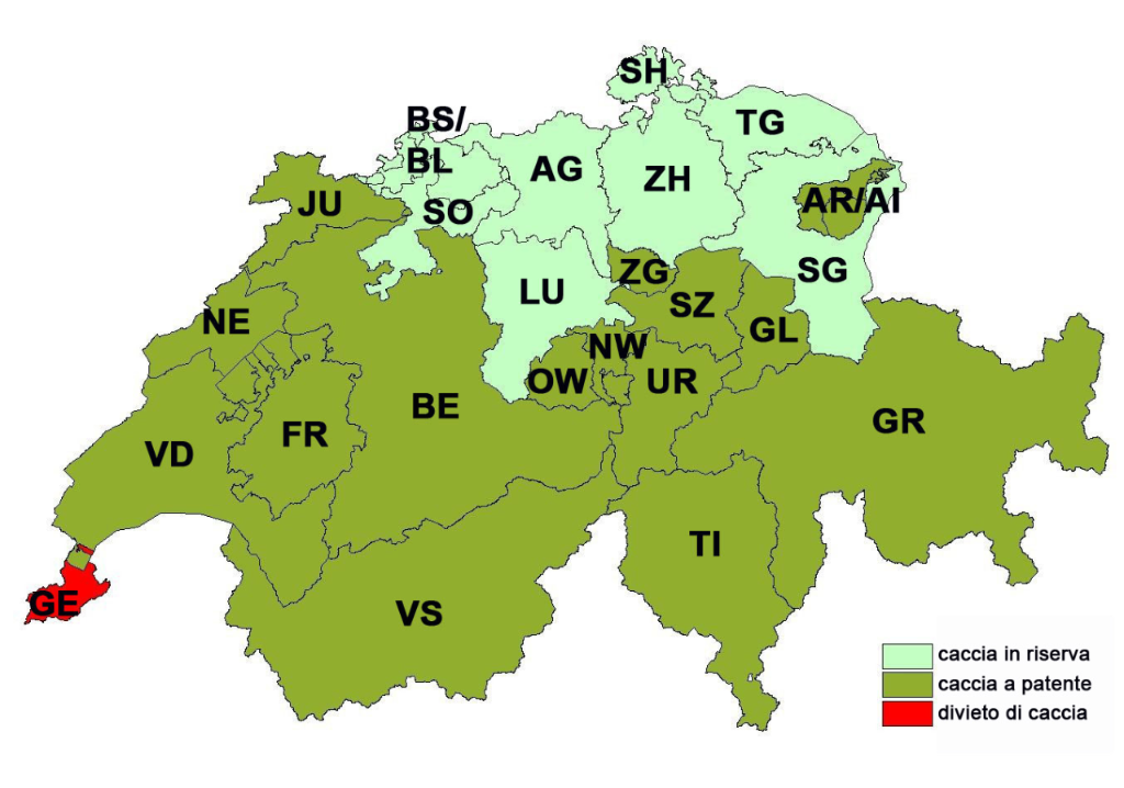 Sistemi di caccia in Svizzera (mappa)